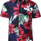 JOGAL C100 boys floral Hawaiian shirt in Navy - front