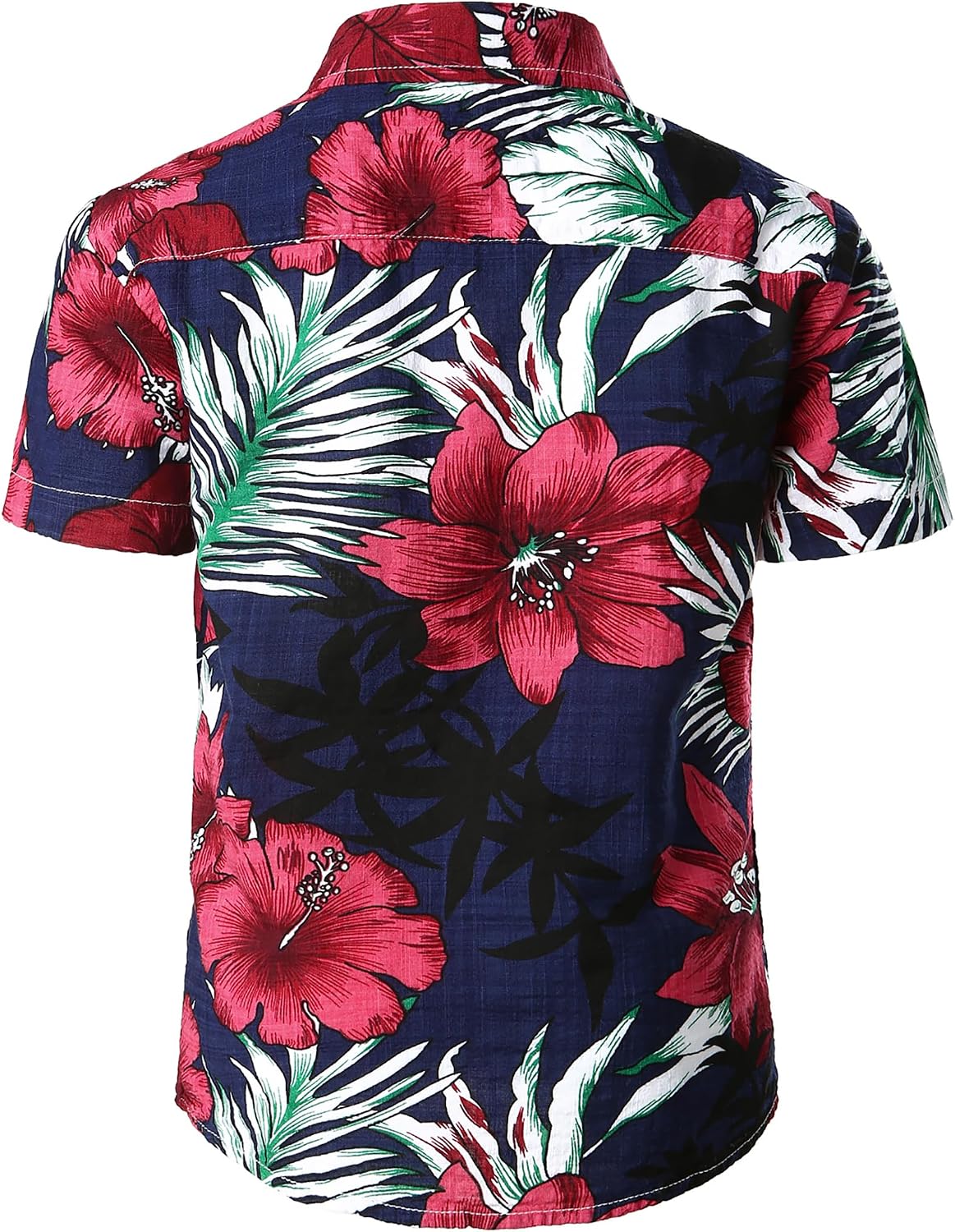 JOGAL C100 boys floral Hawaiian shirt in Navy - back
