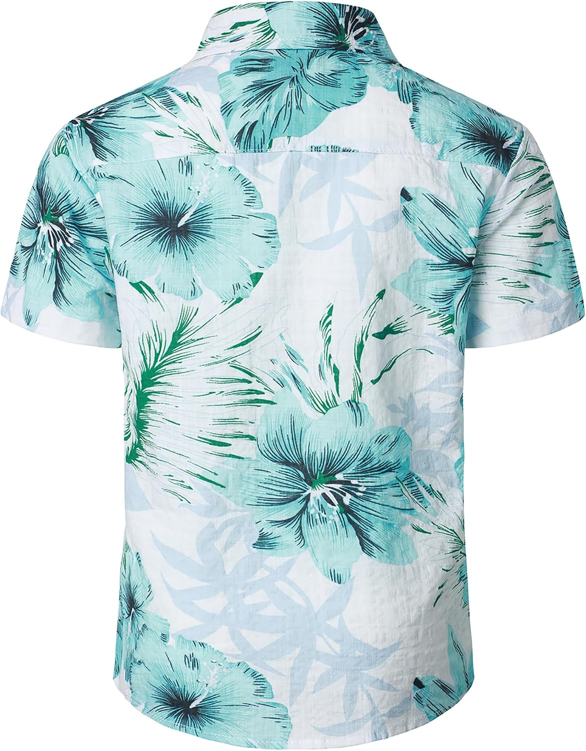JOGAL C100 boys floral Hawaiian shirt in Pale Blue - back