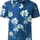 JOGAL C100 boys floral Hawaiian shirt in Royal Blue - front