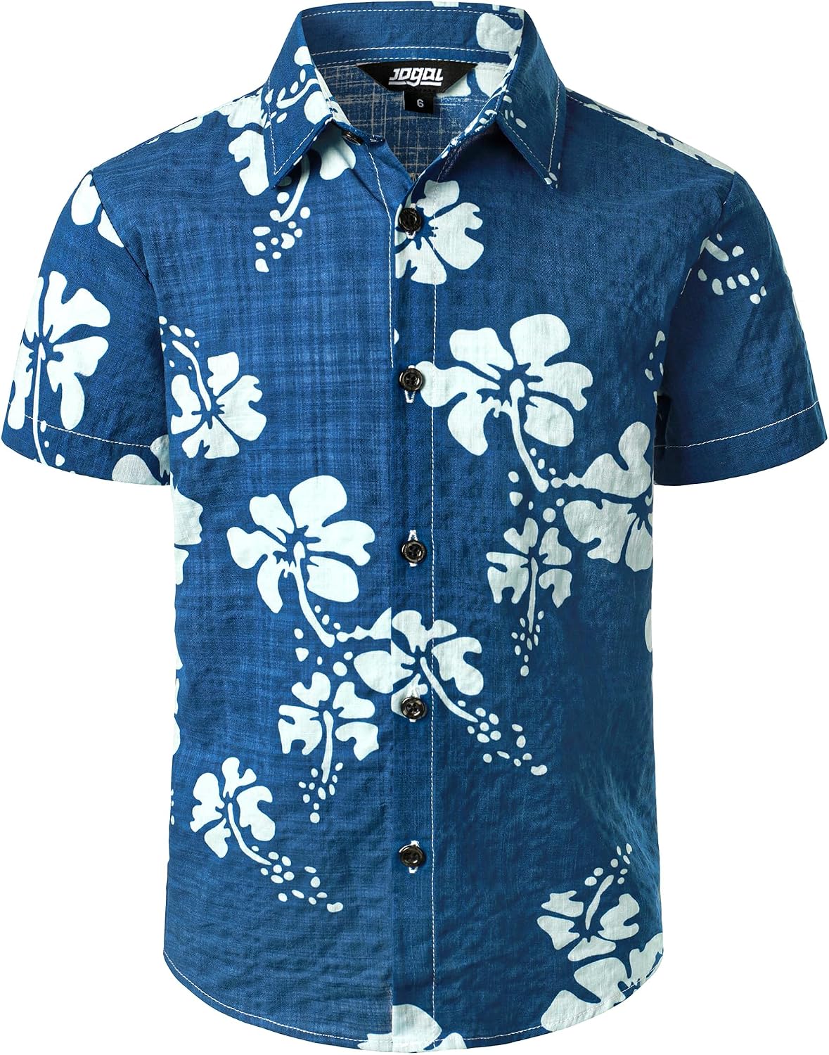 JOGAL C100 boys floral Hawaiian shirt in Royal Blue - front