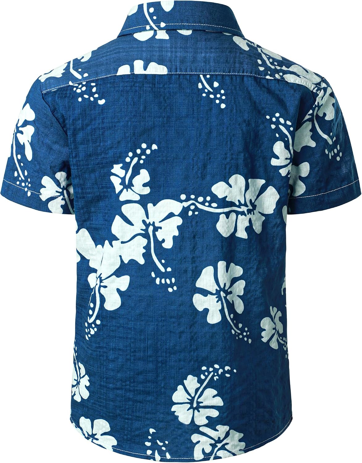 JOGAL C100 boys floral Hawaiian shirt in Royal Blue - back