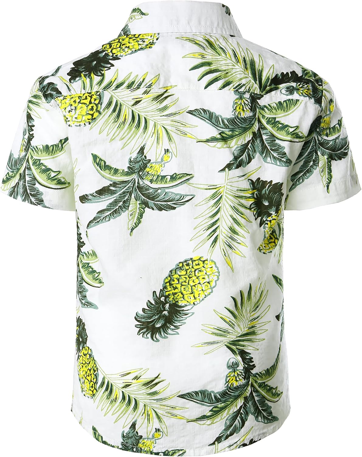 JOGAL C100 boys floral Hawaiian shirt in Whitepineapple - back