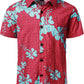 JOGAL C100 boys floral Hawaiian shirt in Winered - front