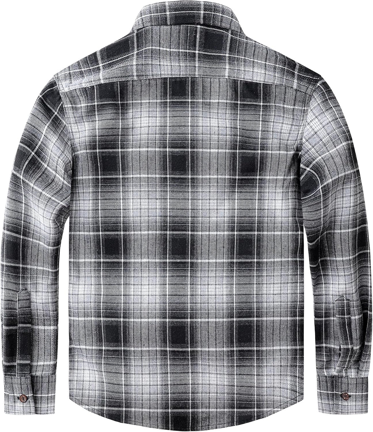 JOGAL Boys' Plaid Flannel Long-Sleeve Shirt - Black Grey - back