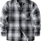 JOGAL Boys' Plaid Flannel Long-Sleeve Shirt - Black Grey - front
