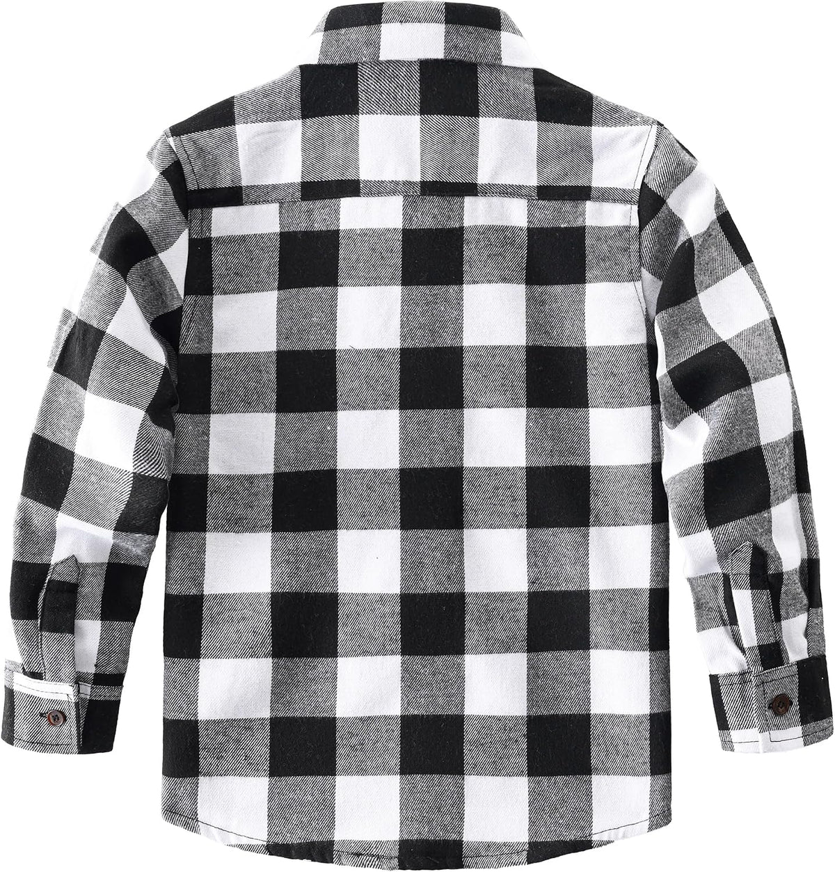 JOGAL Boys' Plaid Flannel Long-Sleeve Shirt - Black White - back