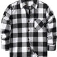 JOGAL Boys' Plaid Flannel Long-Sleeve Shirt - Black White - front