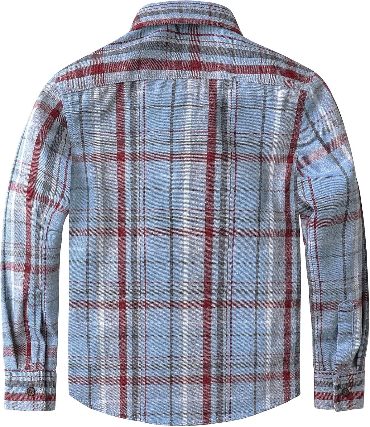 JOGAL Boys' Plaid Flannel Long-Sleeve Shirt - Blue Gray - back
