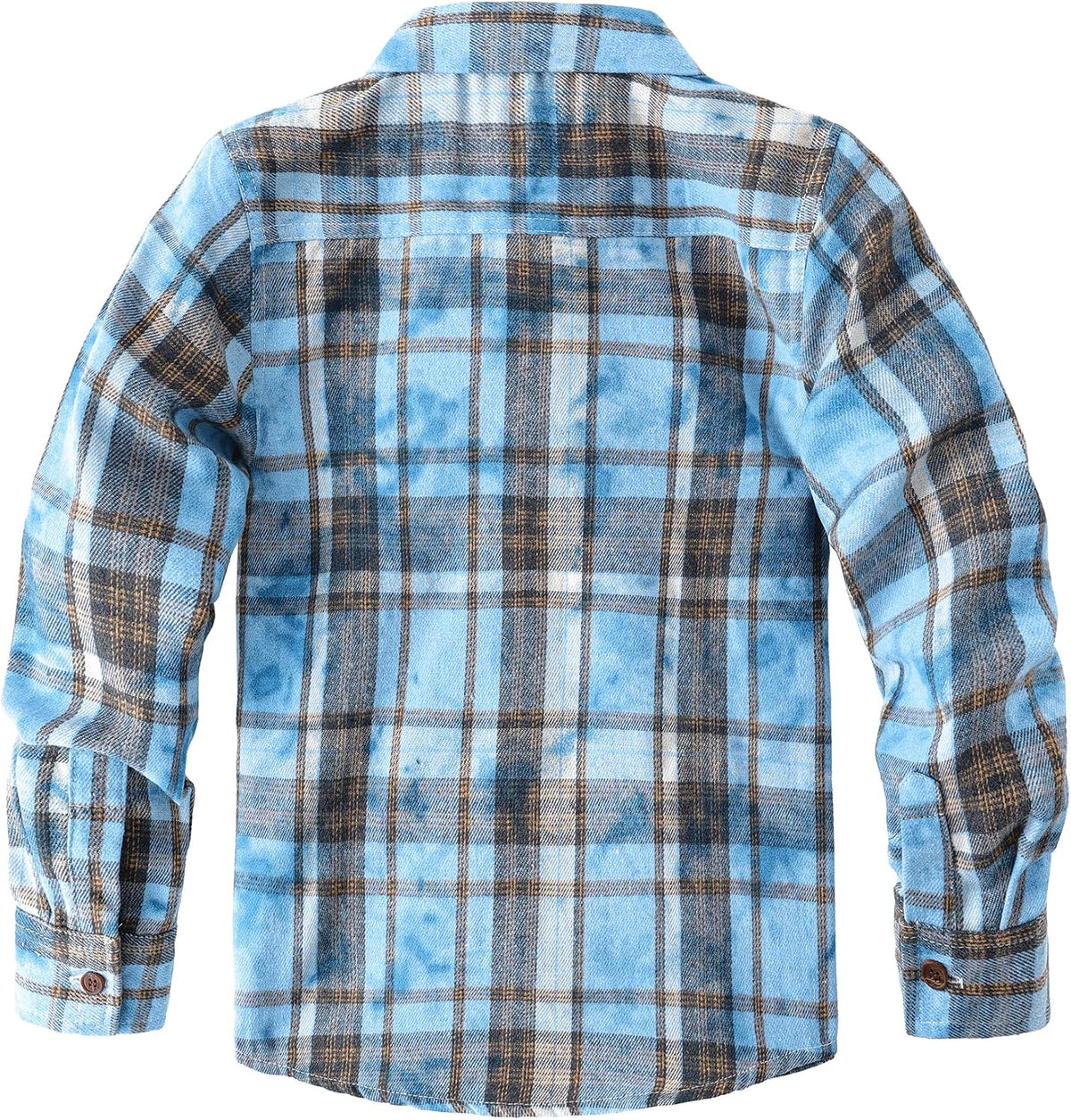 JOGAL Boys' Plaid Flannel Long-Sleeve Shirt - Blue Tie-dye - back