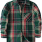 JOGAL Boys' Plaid Flannel Long-Sleeve Shirt - Dark Green Red - front