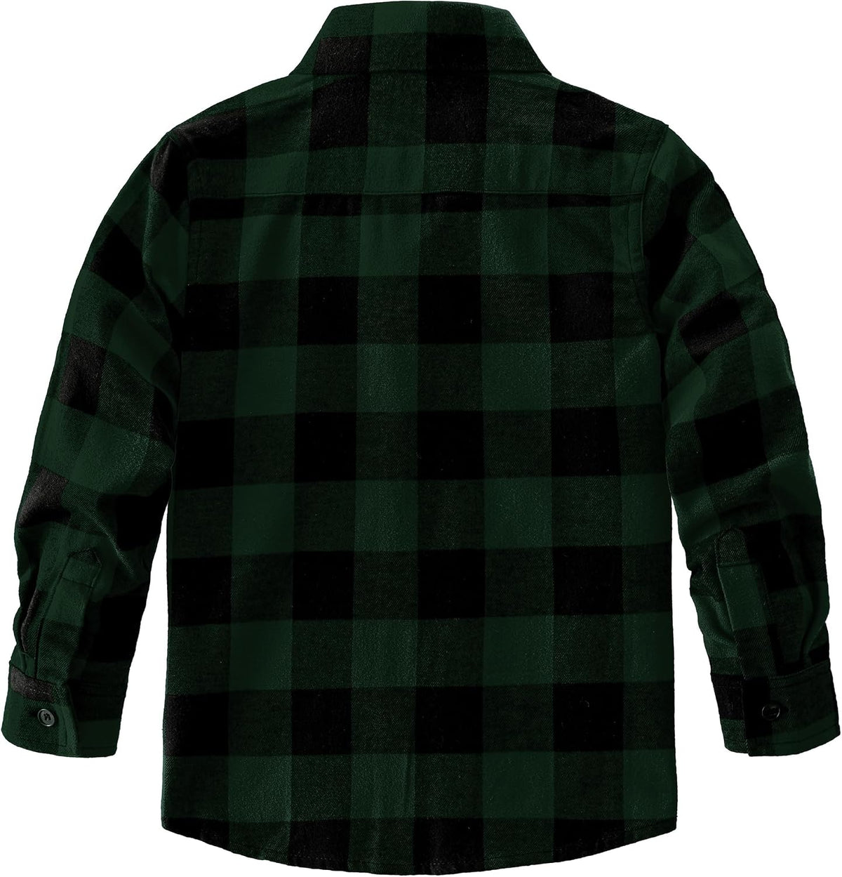 JOGAL Boys' Plaid Flannel Long-Sleeve Shirt - Deep Green - back