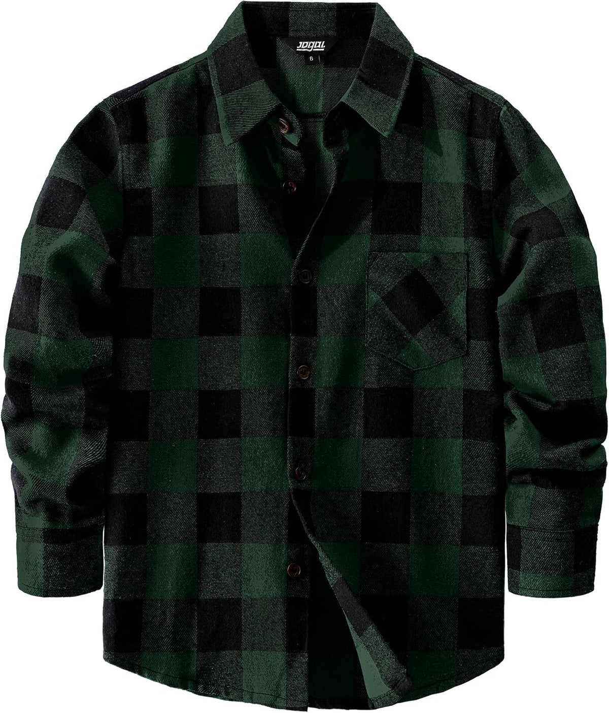 JOGAL Boys' Plaid Flannel Long-Sleeve Shirt - Deep Green - front