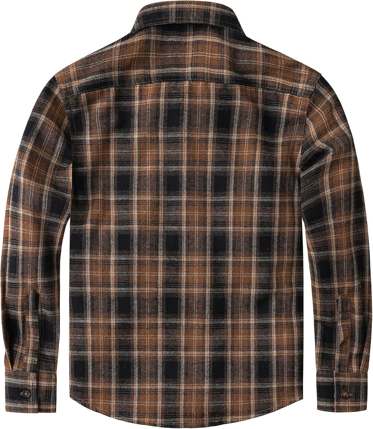 JOGAL Boys' Plaid Flannel Long-Sleeve Shirt - Deep Khaki - back