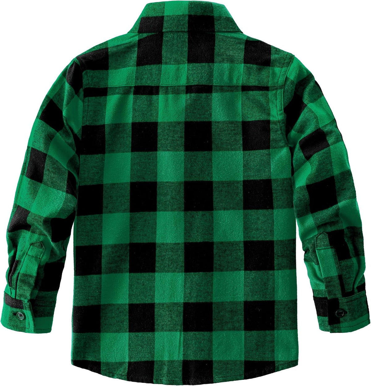 JOGAL Boys' Plaid Flannel Long-Sleeve Shirt - Grass Green - back