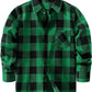 JOGAL Boys' Plaid Flannel Long-Sleeve Shirt - Grass Green - front