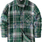 JOGAL Boys' Plaid Flannel Long-Sleeve Shirt - Green Tie-dye - front