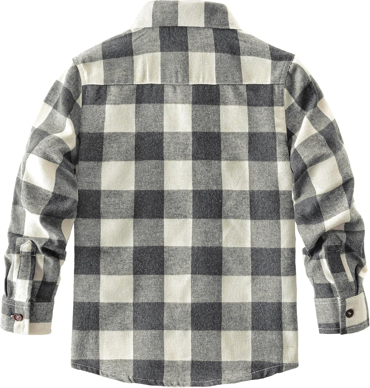 JOGAL Boys' Plaid Flannel Long-Sleeve Shirt - Grey Beige - back