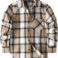 JOGAL Boys' Plaid Flannel Long-Sleeve Shirt - Khaki White - front