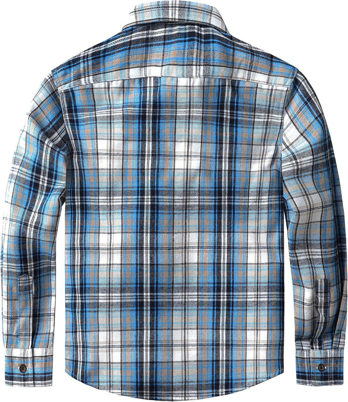 JOGAL Boys' Plaid Flannel Long-Sleeve Shirt - Navy Beige - back