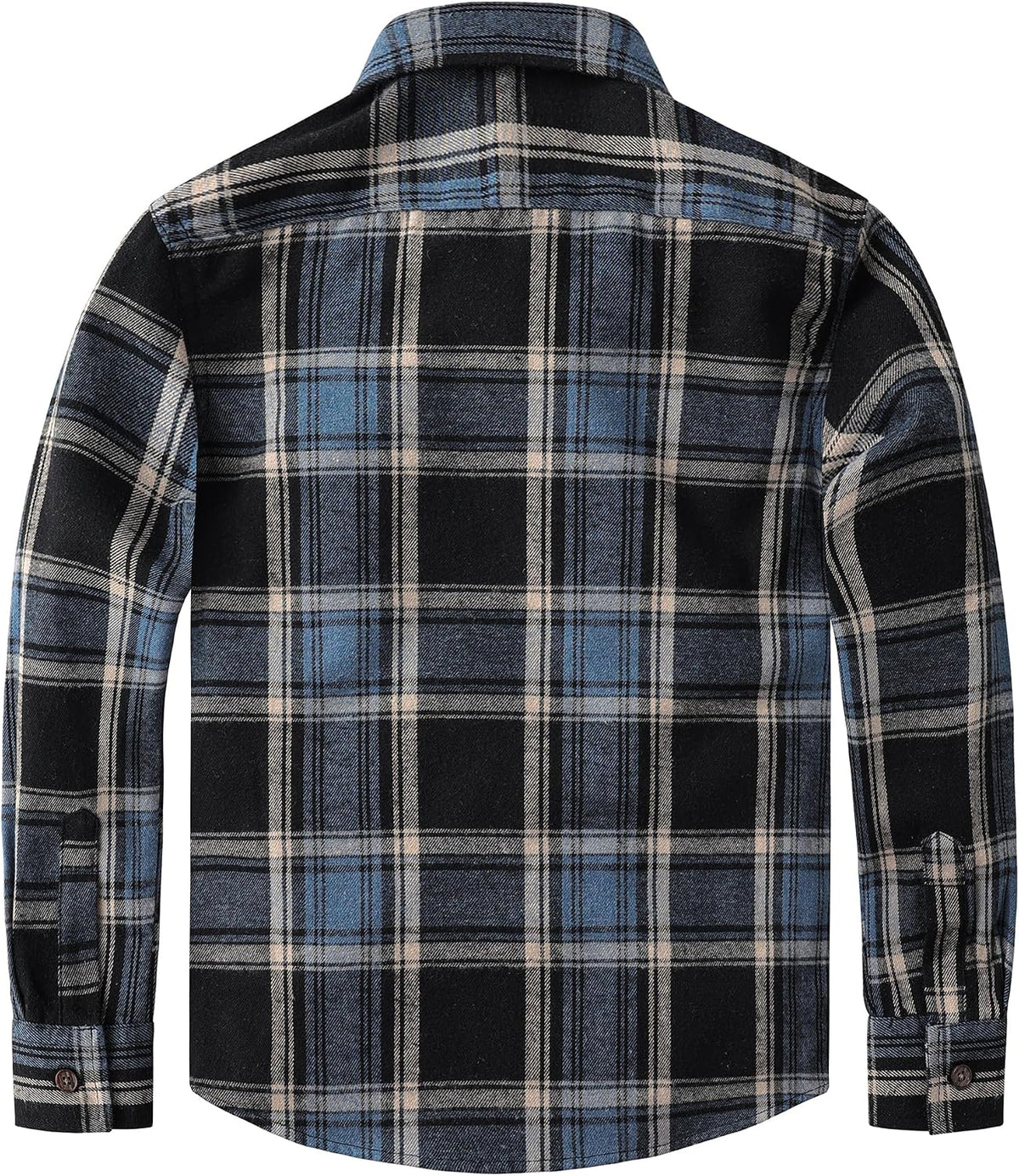 JOGAL Boys' Plaid Flannel Long-Sleeve Shirt - Navy Black - back