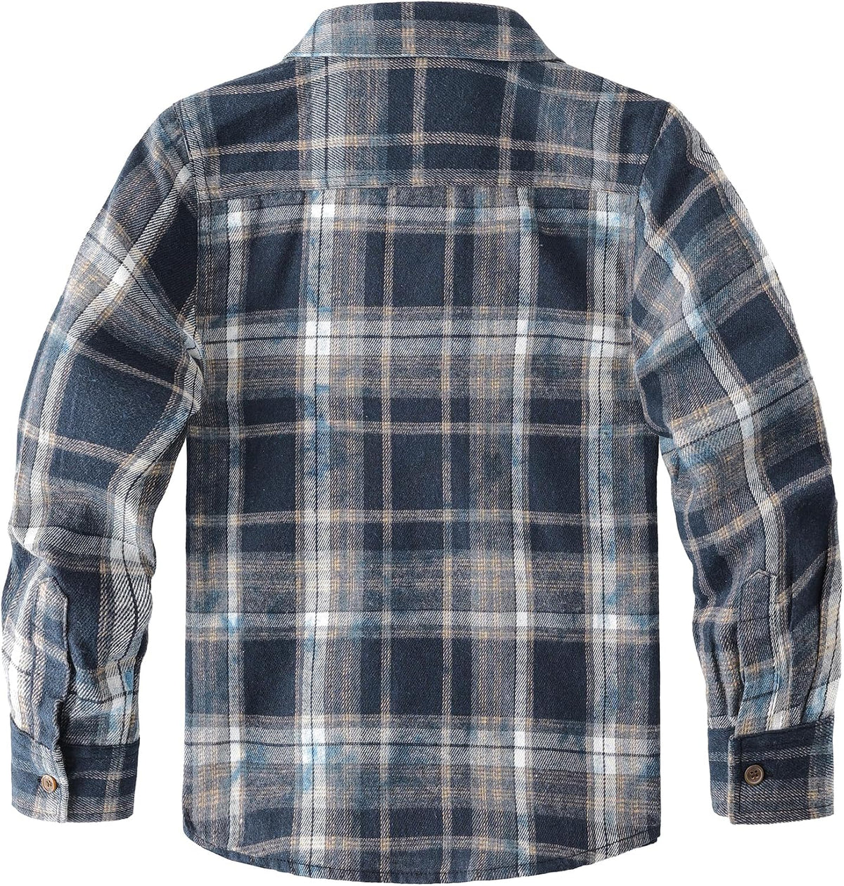 JOGAL Boys' Plaid Flannel Long-Sleeve Shirt - Navy Tie-dye - back