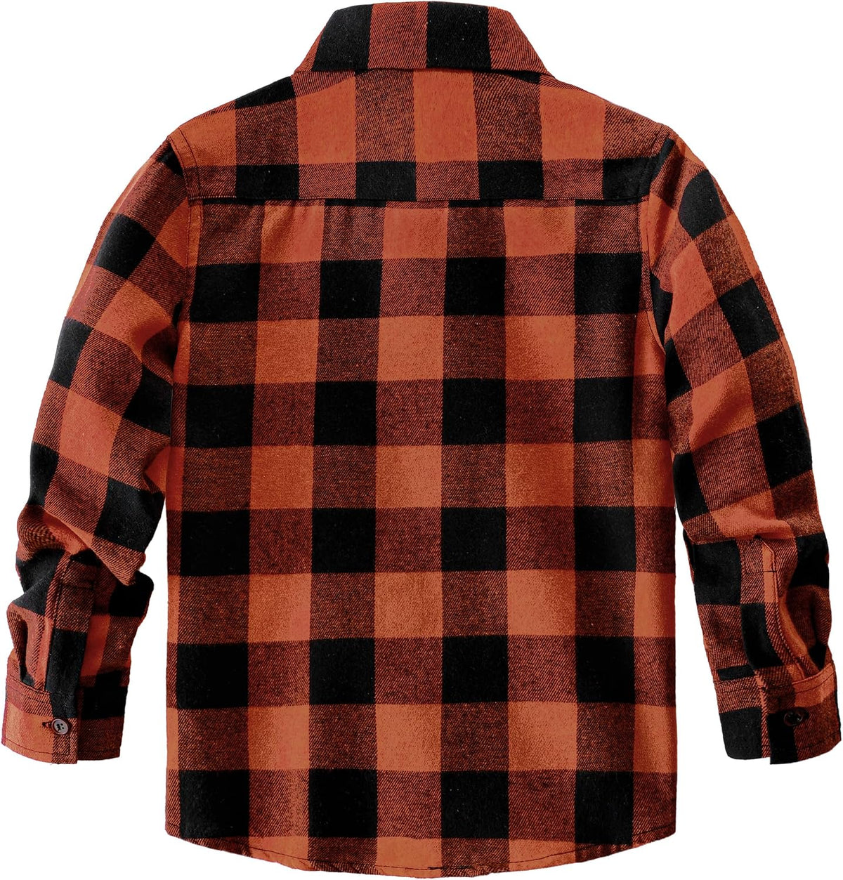 JOGAL Boys' Plaid Flannel Long-Sleeve Shirt - Orange - back