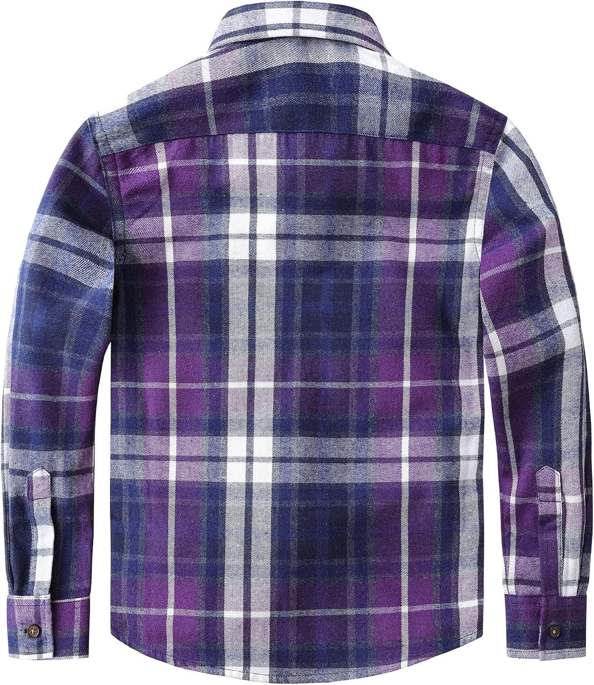 JOGAL Boys' Plaid Flannel Long-Sleeve Shirt - Purple - back