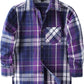 JOGAL Boys' Plaid Flannel Long-Sleeve Shirt - Purple - front