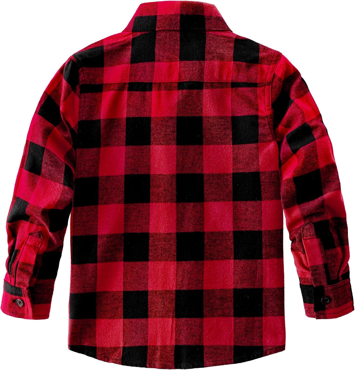 JOGAL Boys' Plaid Flannel Long-Sleeve Shirt - Red Black - back