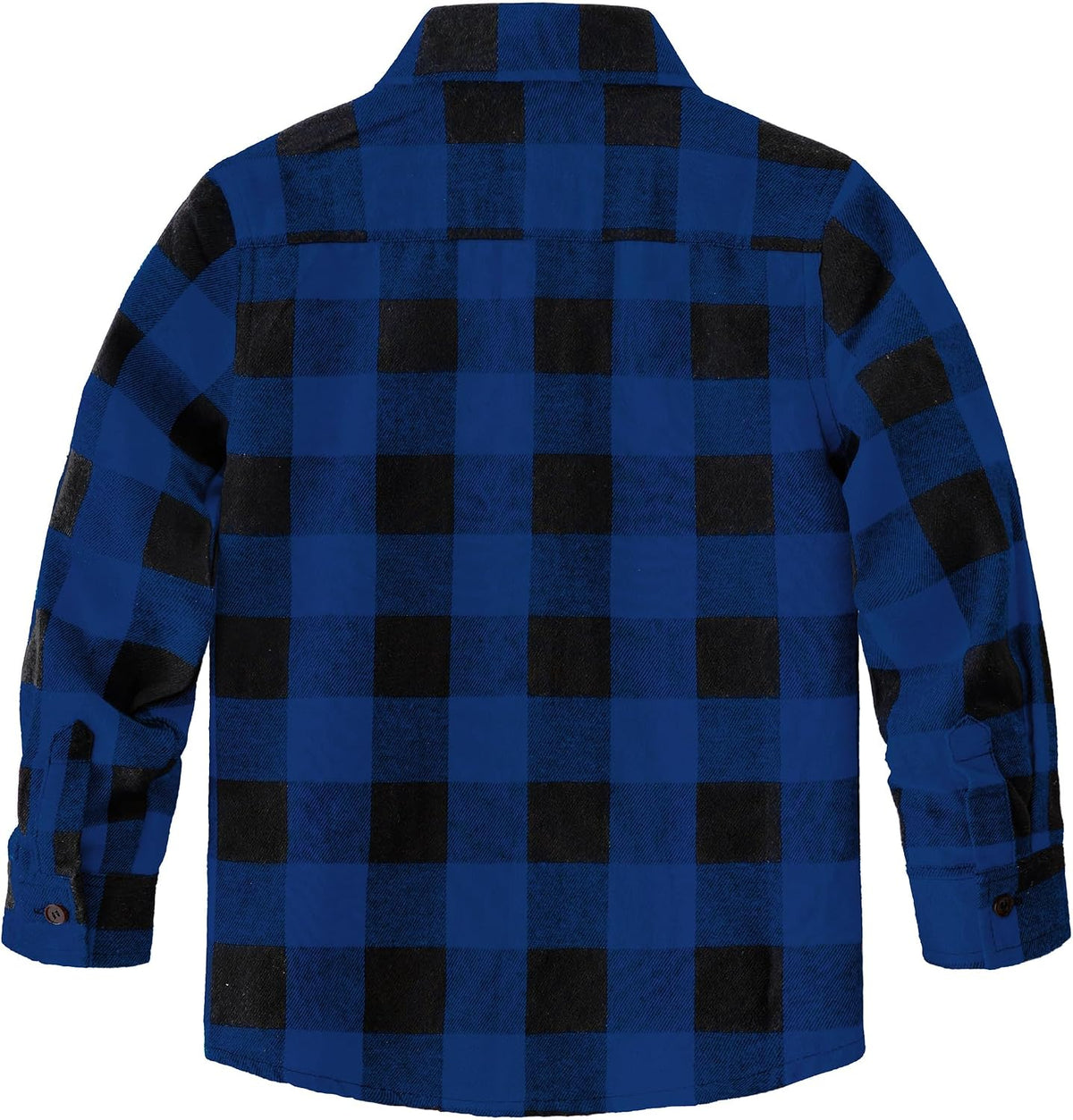 JOGAL Boys' Plaid Flannel Long-Sleeve Shirt - Royal Blue - back