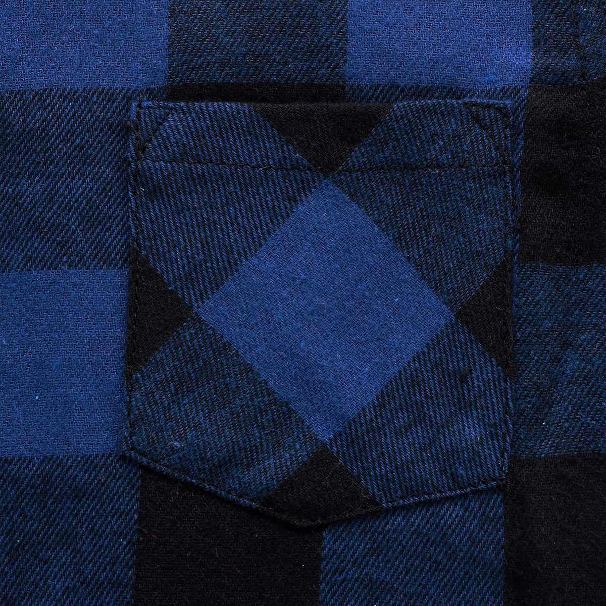 JOGAL Boys' Plaid Flannel Long-Sleeve Shirt - Royal Blue - detail chest pocket