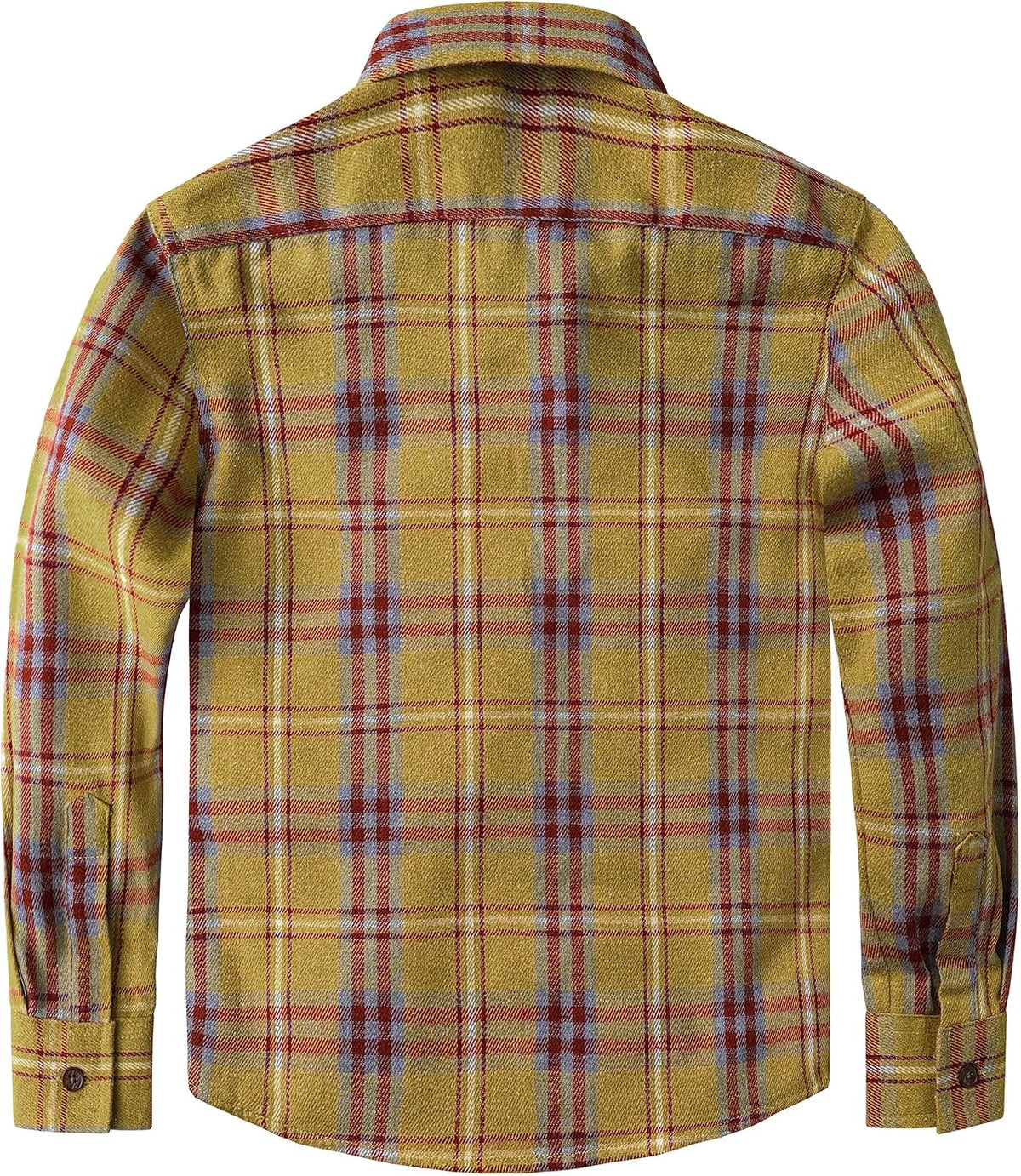 JOGAL Boys' Plaid Flannel Long-Sleeve Shirt - Yellow Red - back