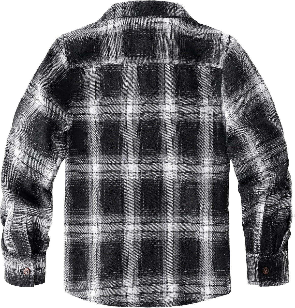 JOGAL C553 Boys' Cotton-Blend Plaid Long-Sleeve Shirt - Black - back