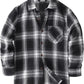 JOGAL C553 Boys' Cotton-Blend Plaid Long-Sleeve Shirt - Black - front