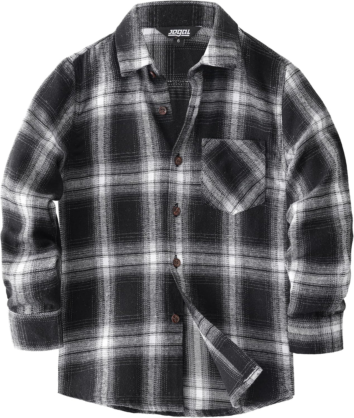 JOGAL C553 Boys' Cotton-Blend Plaid Long-Sleeve Shirt - Black - front
