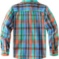 JOGAL C553 Boys' Cotton-Blend Plaid Long-Sleeve Shirt - Blue Green - back