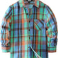 JOGAL C553 Boys' Cotton-Blend Plaid Long-Sleeve Shirt - Blue Green - front