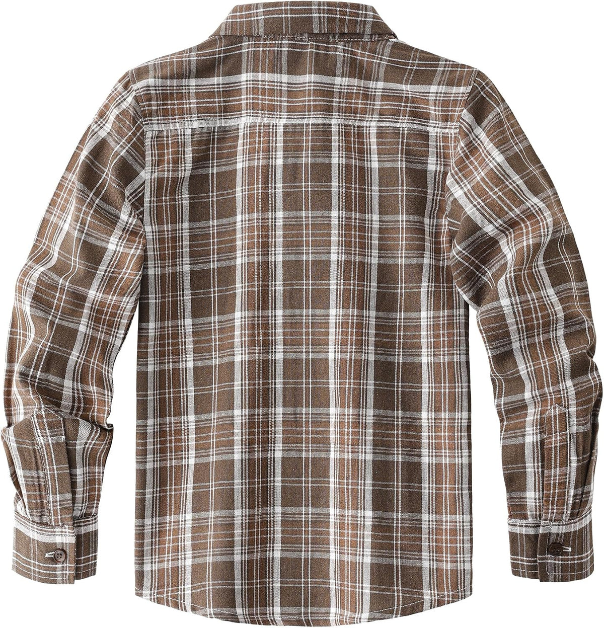 JOGAL C553 Boys' Cotton-Blend Plaid Long-Sleeve Shirt - Brown - back