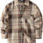 JOGAL C553 Boys' Cotton-Blend Plaid Long-Sleeve Shirt - Khaki Brown - front