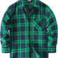 JOGAL C553 Boys' Cotton-Blend Plaid Long-Sleeve Shirt - Navy Green - front