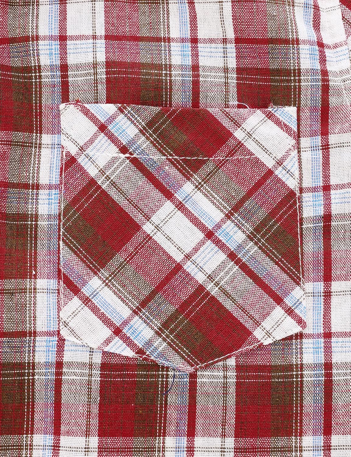 JOGAL C553 Boys' Cotton-Blend Plaid Long-Sleeve Shirt - Red - chest pocket detail