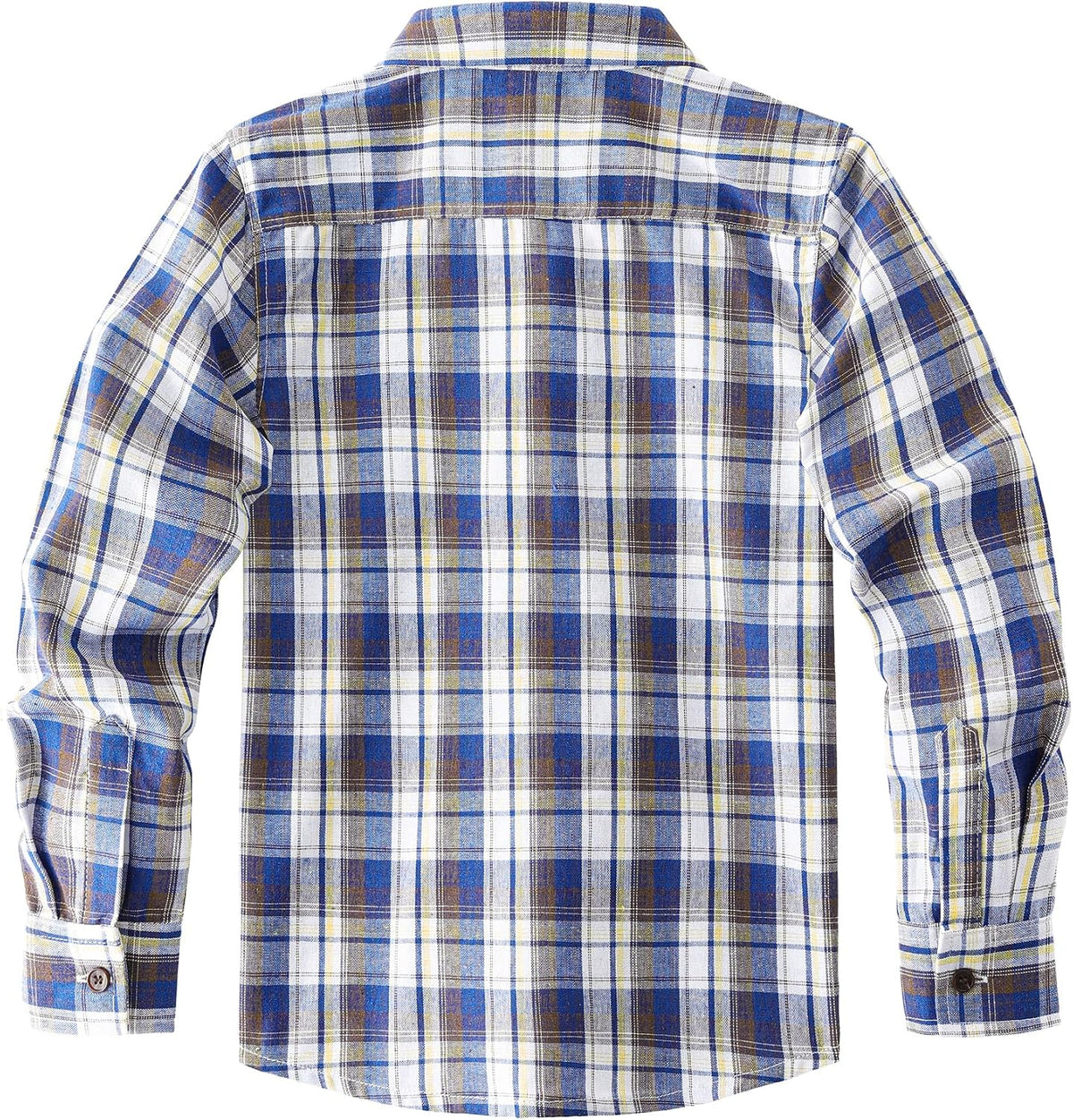 JOGAL C553 Boys' Cotton-Blend Plaid Long-Sleeve Shirt - Royal Blue - back