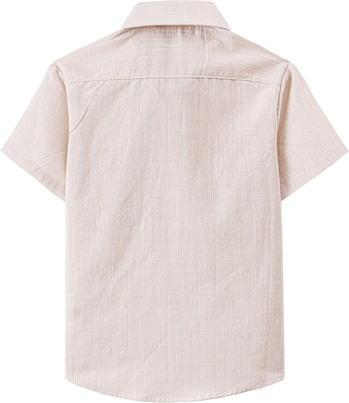 JOGAL Boys' Cotton Chambray Short-Sleeve Shirt - Beige - back