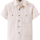 JOGAL Boys' Cotton Chambray Short-Sleeve Shirt - Beige - front