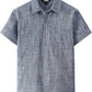 JOGAL Boys' Cotton Chambray Short-Sleeve Shirt - Black - front