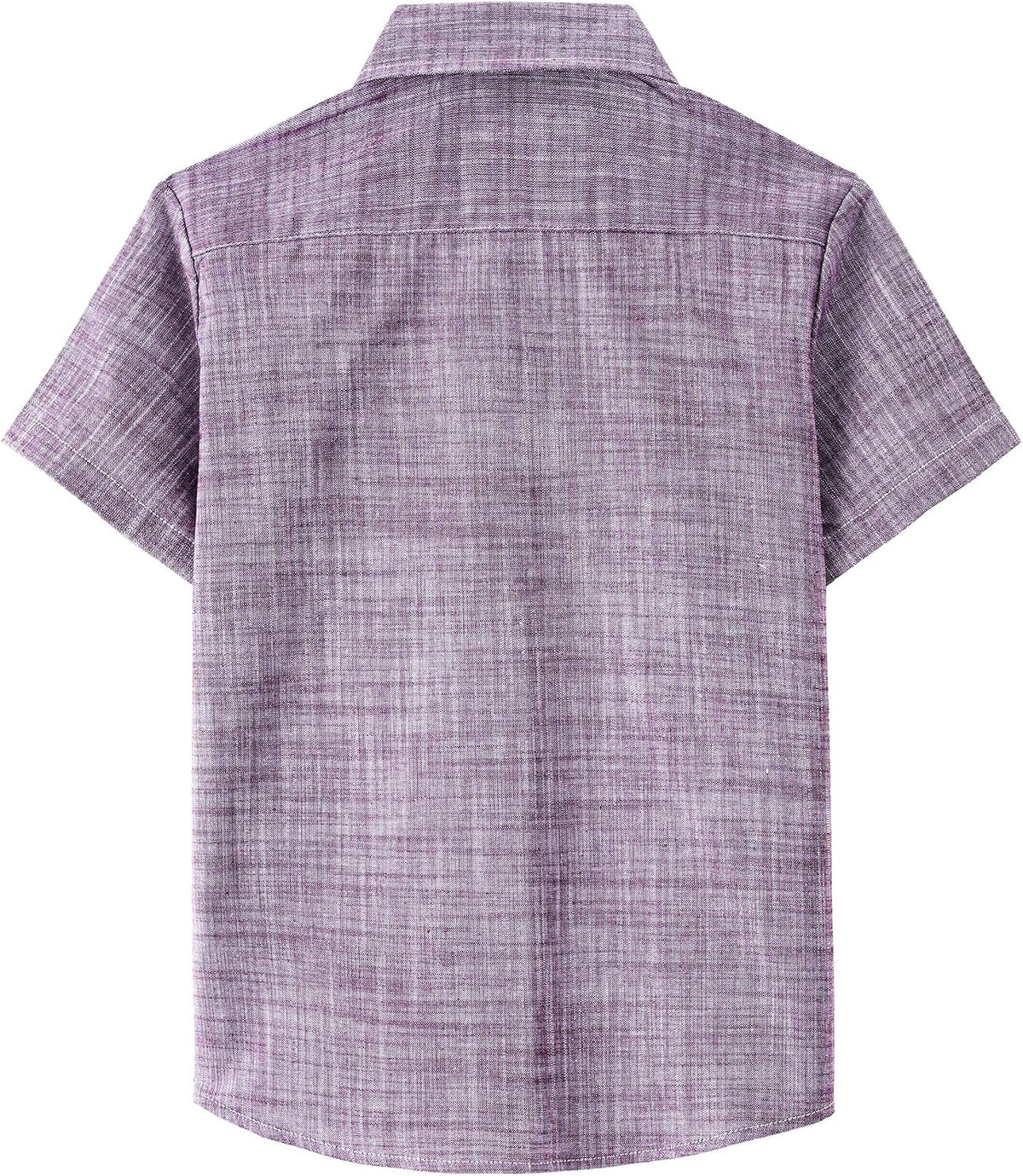 JOGAL Boys' Cotton Chambray Short-Sleeve Shirt - Burgundy - back