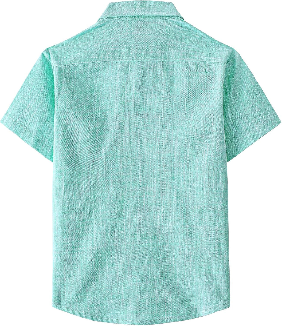 JOGAL Boys' Cotton Chambray Short-Sleeve Shirt - Cyan - back