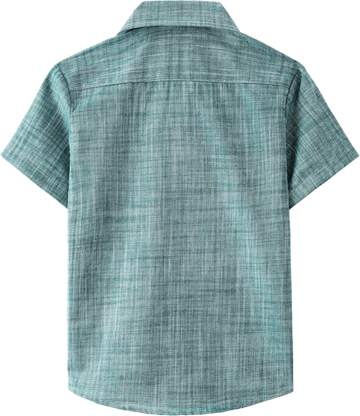 JOGAL Boys' Cotton Chambray Short-Sleeve Shirt - Darkgreen - back