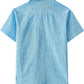 JOGAL Boys' Cotton Chambray Short-Sleeve Shirt - Denim Blue - back